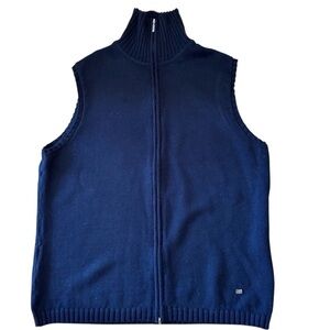 MARZ 100% Pure New Wool Sweater Vest  high neck Zip front made in Hungary Large